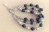 Lapis Lazuli Bracelet, Sterling Silver Bracelet, Gemstone Bracelet,  Multistrand  Bracelet, Adjustable Bracelet
