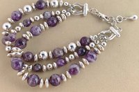 Amethyst Bracelet, Sterling Silver Bracelet, Gemstone Bracelet, Multistrand, Adjustable Bracelet