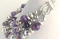 Amethyst Bracelet, Sterling Silver Bracelet, Gemstone Bracelet, Multistrand, Adjustable Bracelet