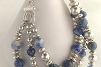 Sterling Silver Bracelet, Sodalite Gemstone Bracelet, Sodalite and Sterling Silver Bracelet, Adjustable Multistrand Bracelet