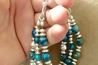 Sterling Silver Bracelet, Blue Crazy Lace Agate Bracelet, Gemstone Bracelet, Multistrand, Adjustable Bracelet.
