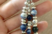Sterling Silver Bracelet, Sodalite Gemstone Bracelet, Sodalite and Sterling Silver Bracelet, Adjustable Multistrand Bracelet