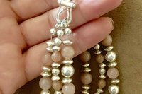 Moonstone Bracelet, Sterling Silver Bracelet, Pink Flake Moonstone Bracelet, Gemstone Bracelet, Multistrand Bracelet,