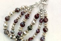 Agate Bracelet, Sterling Silver Bracelet, Red Lightening Agate Bracelet, Gemstone  Bracelet, Multistrand