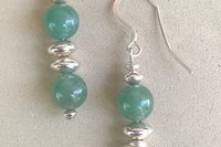 Gemstone Earrings, Sterling Silver Earrings, Carnelian Earrings, Green Aventurine Earrings, Pink Flake Moonstone Earrings