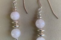 Gemstone Earrings, Sterling Silver Earrings, Red Lightening Agate, Red Jasper, Rose Quartz Earrings
