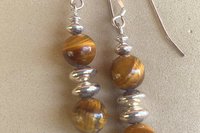 Gemstone Earrings, Sterling Silver Earrings, Honey Tiger Eye Earrings, Lapis Lazuli Earrings, Tiger Eye  Earrings