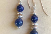 Gemstone Earrings, Sterling Silver Earrings, Honey Tiger Eye Earrings, Lapis Lazuli Earrings, Tiger Eye  Earrings