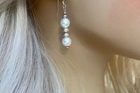Gemstone Earrings, Sterling Silver Earrings, Sodalite Earrings, White Crystal Pearl Earrings, Druzy Agate Earrings