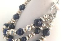 Lapis Lazuli Bracelet, Sterling Silver Bracelet, Gemstone Bracelet,  Multistrand  Bracelet, Adjustable Bracelet