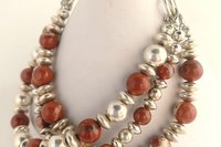 Jasper Bracelet, Sterling Silver Bracelet, Gemstone Bracelet, Multistrand, Adjustable Bracelet