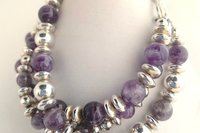 Amethyst Bracelet, Sterling Silver Bracelet, Gemstone Bracelet, Multistrand, Adjustable Bracelet