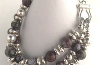 Agate Bracelet, Sterling Silver Bracelet, Red Lightening Agate Bracelet, Gemstone  Bracelet, Multistrand