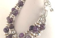 Amethyst Bracelet, Sterling Silver Bracelet, Gemstone Bracelet, Multistrand, Adjustable Bracelet