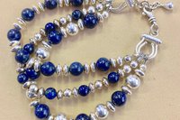 Lapis Lazuli Bracelet, Sterling Silver Bracelet, Gemstone Bracelet,  Multistrand  Bracelet, Adjustable Bracelet