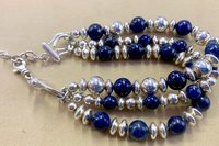 Lapis Lazuli Bracelet, Sterling Silver Bracelet, Gemstone Bracelet,  Multistrand  Bracelet, Adjustable Bracelet