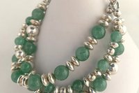 Green Aventurine Bracelet, Sterling Silver Bracelet, Gemstone Bracelet, Adjustable Multistrand Bracelet