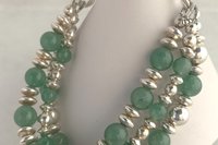 Green Aventurine Bracelet, Sterling Silver Bracelet, Gemstone Bracelet, Adjustable Multistrand Bracelet