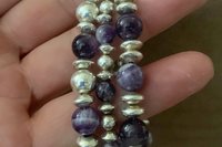 Amethyst Bracelet, Sterling Silver Bracelet, Gemstone Bracelet, Multistrand, Adjustable Bracelet
