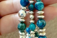 Sterling Silver Bracelet, Blue Crazy Lace Agate Bracelet, Gemstone Bracelet, Multistrand, Adjustable Bracelet.