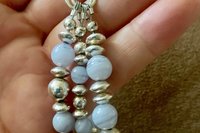 Blue Lace Agate Bracelet, Sterling Silver Bracelet, Gemstone Bracelet, Multistrand, Adjustable Bracelet