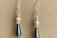 Hemalyke Teardrop Earrings, Sterling Silver Earrings, Stardust Silver Earrings