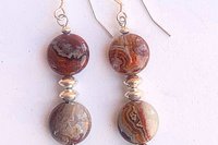 Sterling Silver Earrings, Gemstone Earrings, Laguna Lace Agate Earrings