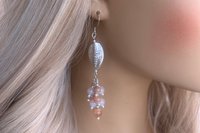 Sterling Silver Gemstone Earrings, Sunstone and White Agate Cluster Earrings, Long Dangle Earrings