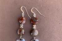 Sterling Silver Earrings, Gemstone Earrings, Laguna Lace Agate Earrings