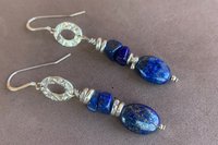Lapis Lazuli Earrings, Sterling Silver Earrings, Gemstone Earrings, Sterling and Fine Silver Earrings.