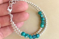 Turquoise Bracelet, Sterling Silver Bracelet, Turquoise Nugget Bracelet, Southwestern Bracelet, Multistrand Bracelet