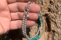 Turquoise Bracelet, Sterling Silver Bracelet, Turquoise Nugget Bracelet, Southwestern Bracelet, Multistrand Bracelet
