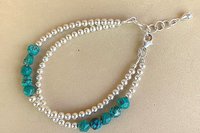 Sterling Silver Bracelet, Sodalite Bracelet, Gemstone Bracelet, Adjustable Bracelet, Multistrand Bracelet