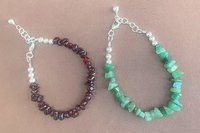 Gemstone Chip Bracelets, Sterling Silver Bracelets, Gemstone Chip and Nugget  Bracelets, Adjustable Bracelets