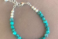 Turquoise Nugget Bracelet, Turquoise and Sterling Silver Bracelet, Adjustable Bracelet