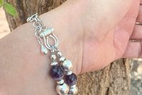 Amethyst Bracelet, 10mm Sterling Silver Bracelet, Gemstone Bracelet, Adjustable Bracelet