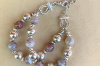 Amethyst Bracelet, 10mm Sterling Silver Bracelet, Gemstone Bracelet, Adjustable Bracelet