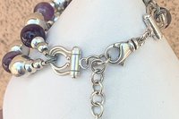 Amethyst Bracelet, 10mm Sterling Silver Bracelet, Gemstone Bracelet, Adjustable Bracelet