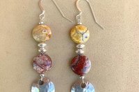 Sterling Silver Earrings, Gemstone Earrings, Laguna Lace Agate Earrings