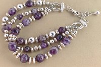 Agate Bracelet, Sterling Silver Bracelet, Red Lightening Agate Bracelet, Gemstone  Bracelet, Multistrand