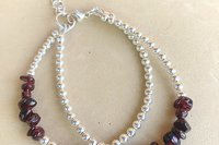 Garnet Bracelet, Sterling Silver Bracelet, Gemstone Bracelet, Multi-strand Bracelet