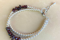 Garnet Bracelet, Sterling Silver Bracelet, Gemstone Bracelet, Multi-strand Bracelet