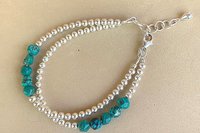 Turquoise Bracelet, Sterling Silver Bracelet, Turquoise Nugget Bracelet, Southwestern Bracelet, Multistrand Bracelet