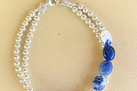 Sterling Silver Bracelet, Sodalite Bracelet, Gemstone Bracelet, Adjustable Bracelet, Multistrand Bracelet