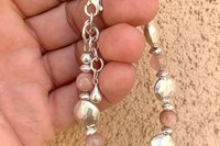 Moonstone Bracelet, Hill Tribe Fine Silver Bracelet, Pink Flake Moonstone Bracelet, Gemstone Bracelet