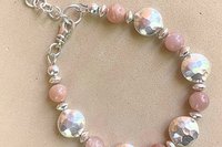 Moonstone Bracelet, Hill Tribe Fine Silver Bracelet, Pink Flake Moonstone Bracelet, Gemstone Bracelet