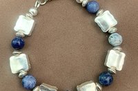 Sodalite Bracelet,Sterling Silver Bracelet, Fine Silver Bracelet, Gemstone Bracelet, Adjustable Bracelet