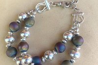 Amethyst Bracelet, 10mm Sterling Silver Bracelet, Gemstone Bracelet, Adjustable Bracelet