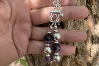 Amethyst Bracelet, 10mm Sterling Silver Bracelet, Gemstone Bracelet, Adjustable Bracelet