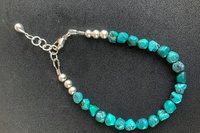 Turquoise Nugget Bracelet, Turquoise and Sterling Silver Bracelet, Adjustable Bracelet